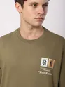 Dark Tan Stamps Printed Oversized T-Shirt